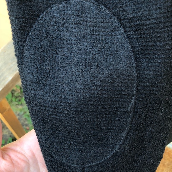 Zara zip up black hooded wool jacket elbow patches - Picture 7 of 8